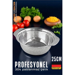 Mey İthalat® Alman Tip Kevgir - 304 Paslanmaz Çelik Profesyonel Süzgeç 25 Cm 721833