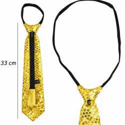 Mey İthalat® Altın Renk Pul Payetli Işıltılı Parti Kravatı 33 cm