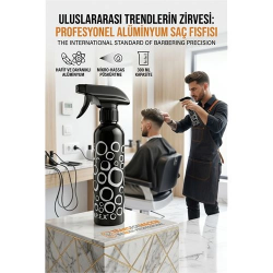 Mey İthalat® Alüminyum Metal Berber Kuaför Su Spreyi Şişesi Profesyonel Saç Fısfısı 300 ML 723020
