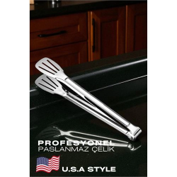 Mey İthalat® Amerikan Tip Mutfak Maşası 304 Paslanmaz Çelik Makarna Pasta Salata Çok Amaçlı Maşa 721991