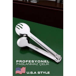 Mey İthalat® Amerikan Tip Mutfak Maşası 304 Paslanmaz Çelik Makarna Pasta Salata Çok Amaçlı Maşa 721990