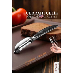 Mey İthalat® Amerikan Tip Soyacak Seti- Sebze Soyacağı Profesyonel Paslanmaz Çelik 2 li SET 722014