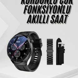 Mey İthalat® Amoled Ekran Metal Deri Silikon Kordonlu Uyku ve Sağlık Takibi