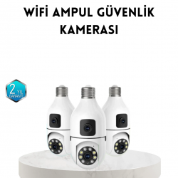 Mey İthalat® Ampul Tipi WiFi Kamera 2MP Lensli Full HD Görüntü ve Akıllı Hareket Algılama