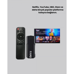 Mey İthalat® Android TV Stick WiFi ve Bluetooth Bağlantılı