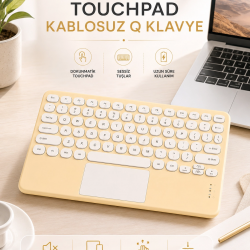 Mey İthalat® Android ve İOS Uyumlu Bluetooth Klavye Touchpad Slim Kablosuz Wifi Q Klavye