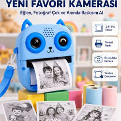 Mey İthalat® Anında Baskılı Çocuk Fotoğraf Makinesi Termal Yazıcılı Selfie Kamerası