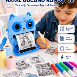 Mey İthalat® Anında Fotoğraf Basan Çocuk Kamerası Eğitici ve Eğlenceli Termal Yazıcılı