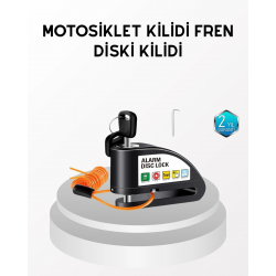Mey İthalat® Anti Hırsızlık 110 dB Alarm Disk Fren Kilidi Suya Dayanıklı Çelik Güvenlik Kilidi