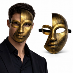 Mey İthalat® Antik Efektli Altın Yarım Yüz Plastik Parti Maskesi