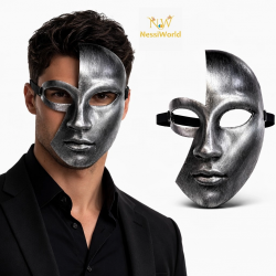 Mey İthalat® Antik Efektli Gümüş Yarım Yüz Parti Maskesi