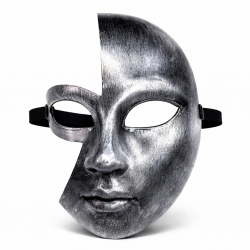 Mey İthalat® Antik Efektli Gümüş Yarım Yüz Plastik Parti Maskesi