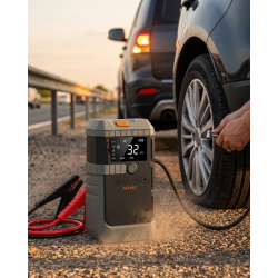 Mey İthalat® Araç Akü Takviye Powerbank Lastik Şişirme Kompresörü LED Işıklı Çok Fonksiyonlu Acil Durum Cihazı