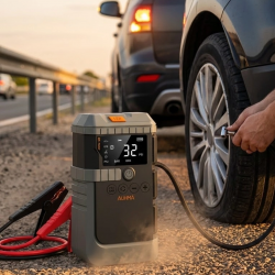 Mey İthalat® Araç Akü Takviye Powerbank Lastik Şişirme Kompresörü LED Işıklı Çok Fonksiyonlu Acil Durum Cihazı