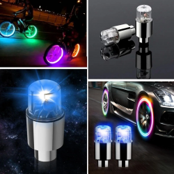 Mey İthalat®  Araç ve Bisiklet İçin 2’li Mavi LED Hava Valfi Işık Kapakları–Gece Parlayan Lastik ası Sibop Kapağı