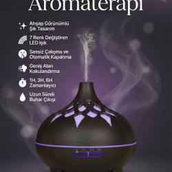 Mey İthalat® Aroma Difüzör Gece Işığı 7 Led DESENLİ Nemlendirici Kumandalı Buhar Makinesi 550 ml