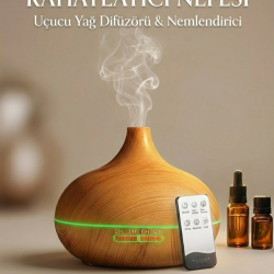 Mey İthalat® Aroma Difüzör Gece Işığı 7 Led Nemlendirici Kumandalı 550 ml Buhar Makinesi