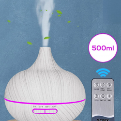 Mey İthalat® Aroma Difüzör Gece Işığı 7 Led Nemlendirici Kumandalı 550 ml Buhar Makinesi