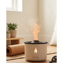 Mey İthalat® Aromaterapi Difüzörü Alev Efektli LED Işıklı Sessiz Hava Nemlendirici Otomatik Kapanma