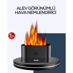 Mey İthalat® Aromatik Oda Kokusu Difüzörü Alev Tasarımlı LED Işıklı Nemlendirici