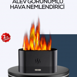 Mey İthalat® Aromatik Oda Kokusu Difüzörü Alev Tasarımlı LED Işıklı Nemlendirici