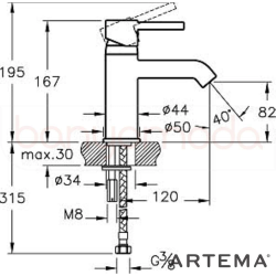 Mey İthalat® Artema A41984 Minimax S Lavabo Bataryası