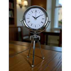 Mey İthalat® Asalet Krom Üç Ayaklı Metal Masa Saati