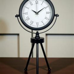 Mey İthalat® Asalet Siyah Üç Ayaklı Metal Masa Saati