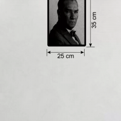 Mey İthalat® Atatürk Line Art Metal Görünümlü Ahşap Tablo - Modern Ofis ve Ev Dekoru