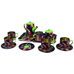 Mey İthalat® ATF-996-7A-10A 14 PRÇ.DESENLİ METAL ÇAY KAHVE