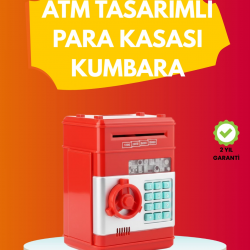 Mey İthalat® ATM Görünümlü Kırmızı Elektronik Şifreli Kumbara