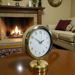 Mey İthalat® Aura Gold Modern 25 x 20 Cm Metal Masa Saati