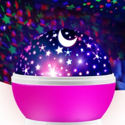 Mey İthalat® Ay ve Yıldızlı Gökyüzü Yansıtmalı Dönen Projeksiyon Gece ası- Çocuk Bebek Odası Pembe