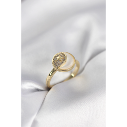 Mey İthalat® Ay Yıldız Model Gold Renk Zirkon Taşlı Kadın Yüzük