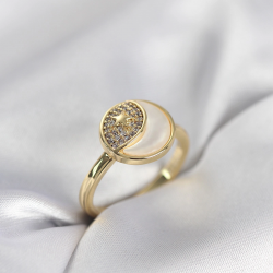 Mey İthalat® Ay Yıldız Model Gold Renk Zirkon Taşlı Kadın Yüzük