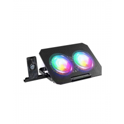 Mey İthalat® Ayarlanabilir Laptop Soğutucu Çift Fan RGB Işıklı Sessiz Çalışan