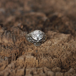 Mey İthalat® Ayarlanabilir Motifli Kuru Kafa Tasarımlı Erkek Yüzük