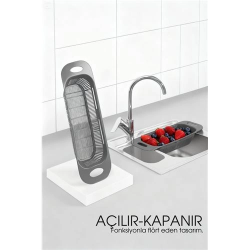 Mey İthalat® Ayarlanabilir Sürgülü Lavabo Süzgeci – Mutfak için Pratik ve Şık Tasarım GRİ 722439