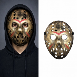 Mey İthalat® Bakır Renk Kırmızı Çizgili Tam Yüz Hokey Jason Maskesi Hannibal Maskesi