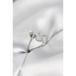 Mey İthalat® Balık Kuyruğu Model Gümüş Renk Zirkon Taşlı Kadın Yüzük