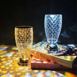 Mey İthalat®  Balık Süzgeç Model USB Şarjlı Kumandalı 16Farklı Işık Modlu Masa Üstü Kristal Akrilik Led