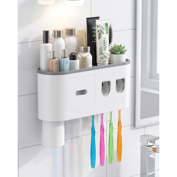 Mey İthalat® Banyo Organizer Diş Fırçası Tutucu Çift Dispenserli Raflı Çekmeceli