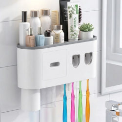 Mey İthalat® Banyo Organizer Diş Fırçası Tutucu Çift Dispenserli Raflı Çekmeceli