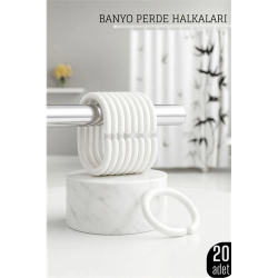 Mey İthalat® Banyo Perde Halkası 20'li Set – Dayanıklı, Kolay Takılan, Şık Tasarım 718033