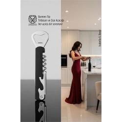 Mey İthalat® Barmen Tip Çelik Profesyonel Tirbüşon ve Şişe Açacağı Kombine Set