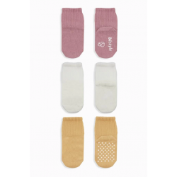 Mey İthalat®   Basic Kaymaz Penye Soket Çorap 3'Lü BS10106 Pudra Ekru Somon