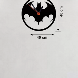 Mey İthalat® Batman Yarasa Logolu Ahşap Duvar Saati - 40x40 cm Dekoratif DC Temalı