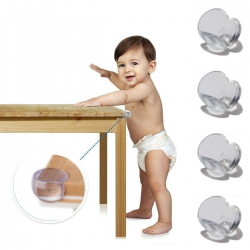 Mey İthalat®  Bebek Çocuk Yumuşak ve Esnek Dairesel Şeffaf Yapışkanlı Güvenlik Köşe Koruyucu (4 Adet)