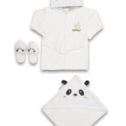 Mey İthalat® Bebitof Baby Panda Bebe Bornoz Seti 30037 Beyaz