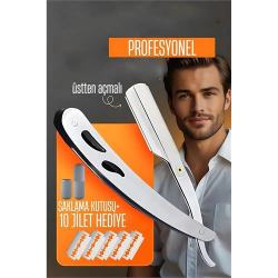 Mey İthalat® Berber Usturası - 10 Jiletli Üstten Açmalı Amerikan Tip Berber Tıraş Usturası 713837